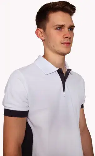 S-Tex Pique Polo Shirt, Bright White & Grey by Axus