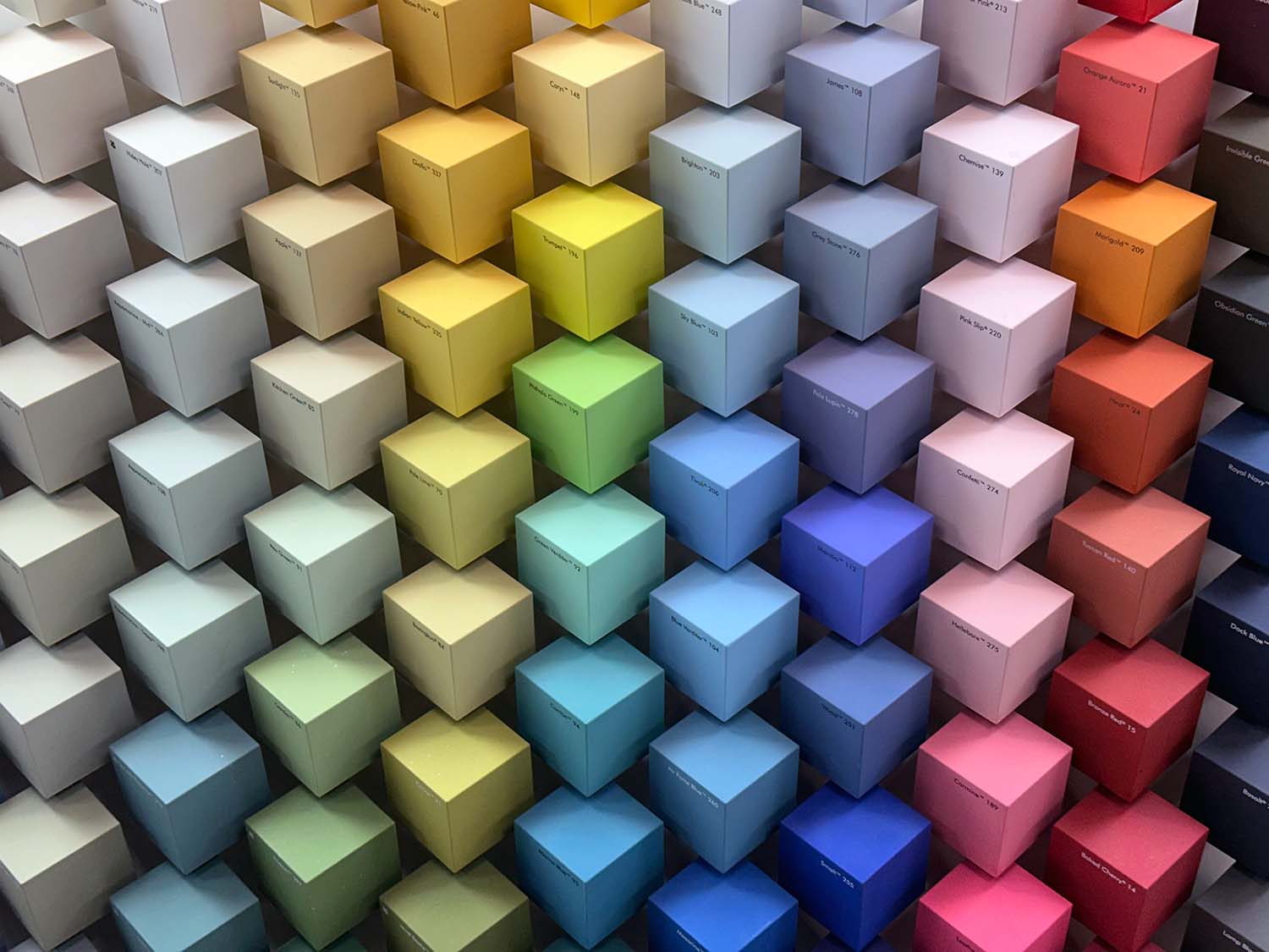 Paint colours and mixing services in the showroom